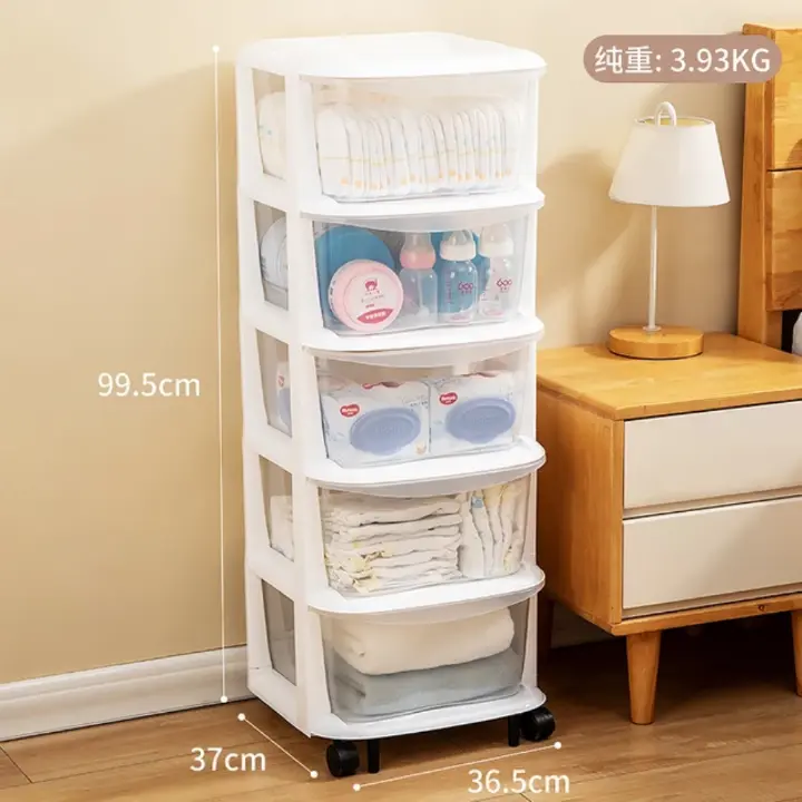 Multifunctional Multi Storage Cabinet 5 Layer with wheels and fitted with excellent storage drawers