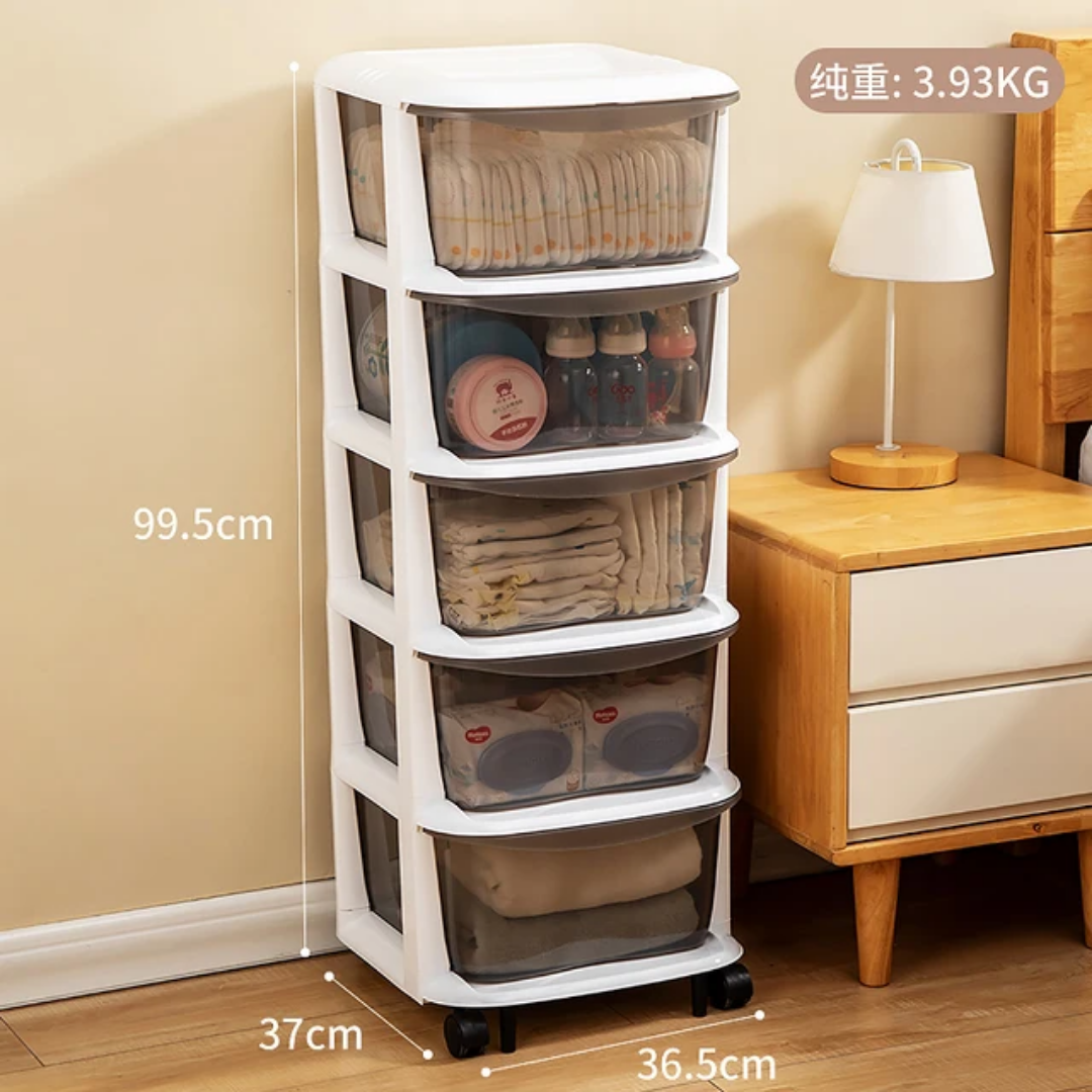 Multifunctional Multi Storage Cabinet 5 Layer with wheels and fitted with excellent storage drawers