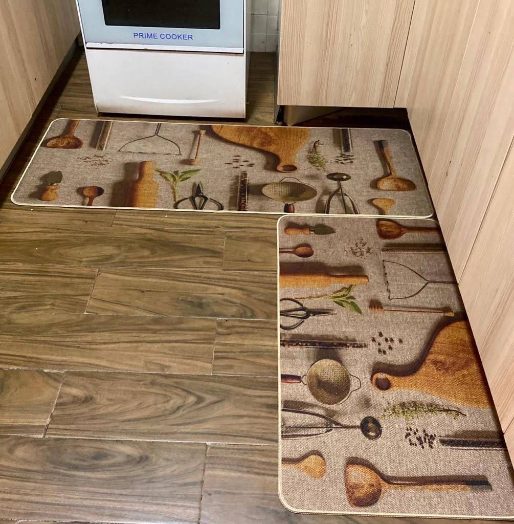 2 pcs Kitchen Rubber Mat Cushioned Anti Fatigue Kitchen Floor Mat, Waterproof Non Slip Kitchen Rugs, Comfort Standing Kitchen Mats for Floor, Office, Sink.