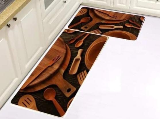 2 pcs Kitchen Rubber Mat Cushioned Anti Fatigue Kitchen Floor Mat, Waterproof Non Slip Kitchen Rugs, Comfort Standing Kitchen Mats for Floor, Office, Sink.