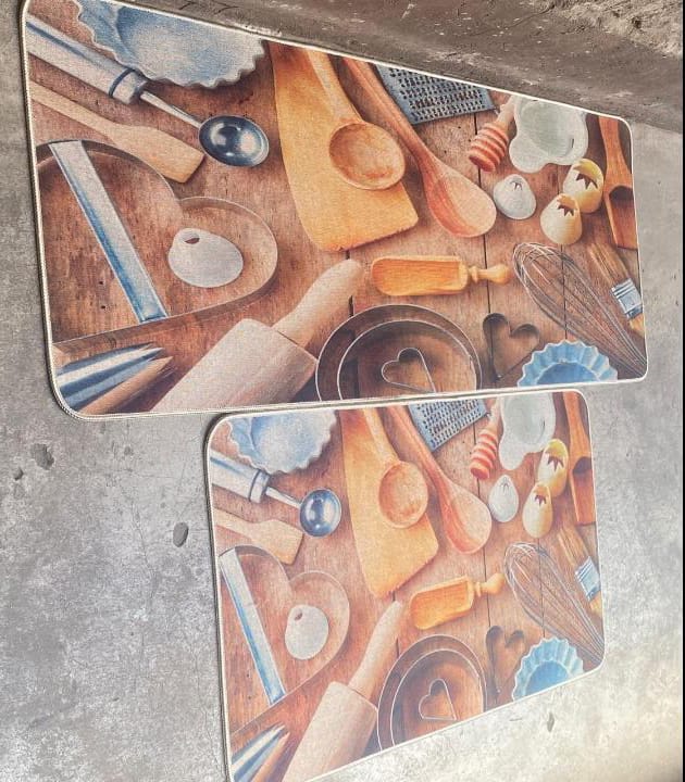 2 pcs Kitchen Rubber Mat Cushioned Anti Fatigue Kitchen Floor Mat, Waterproof Non Slip Kitchen Rugs, Comfort Standing Kitchen Mats for Floor, Office, Sink.