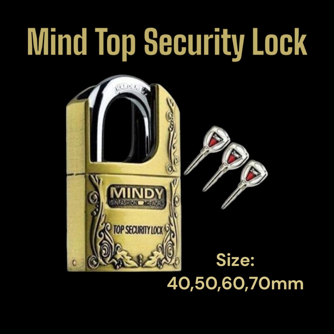 ORIGINAL MINDY TOP ANTI-BURGLAR THEFT ZINC ALLOY HIGH SECURITY PADLOCK WITH 3 KEYS.