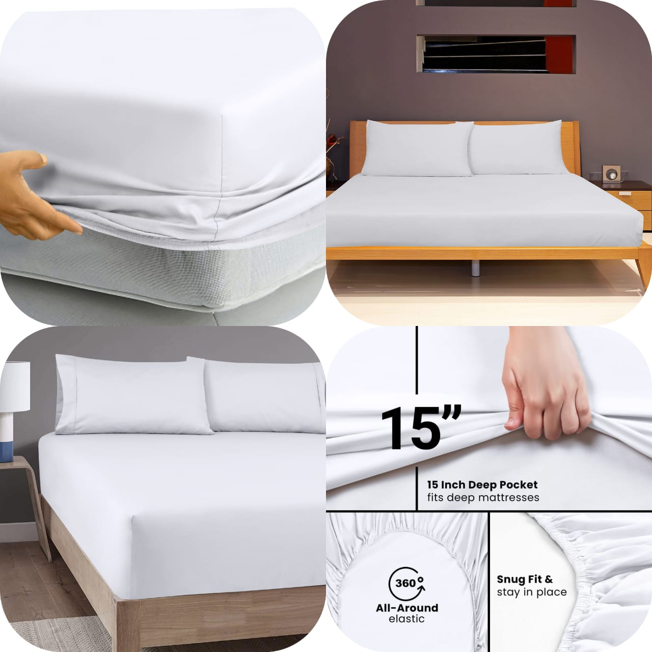 6PCS ORIGINAL HIGH QUALITY TC COTTON SOLID/STRIPES FITTED BEDSHEET SET, 5PC WHITE FITTED BEDSHEETS 6*7, FITTED BED SHEET SET, ELASTICATED BEDSHEETS.