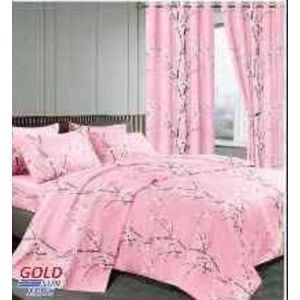 CLASSIC UNIQUE 7PC 6 BY 7 SIZES MULTI COLOUR FLOWERED WOOLEN DUVET & CURTAINS SET.