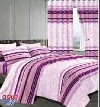 CLASSIC UNIQUE 7PC 6 BY 7 SIZES MULTI COLOUR FLOWERED WOOLEN DUVET & CURTAINS SET.