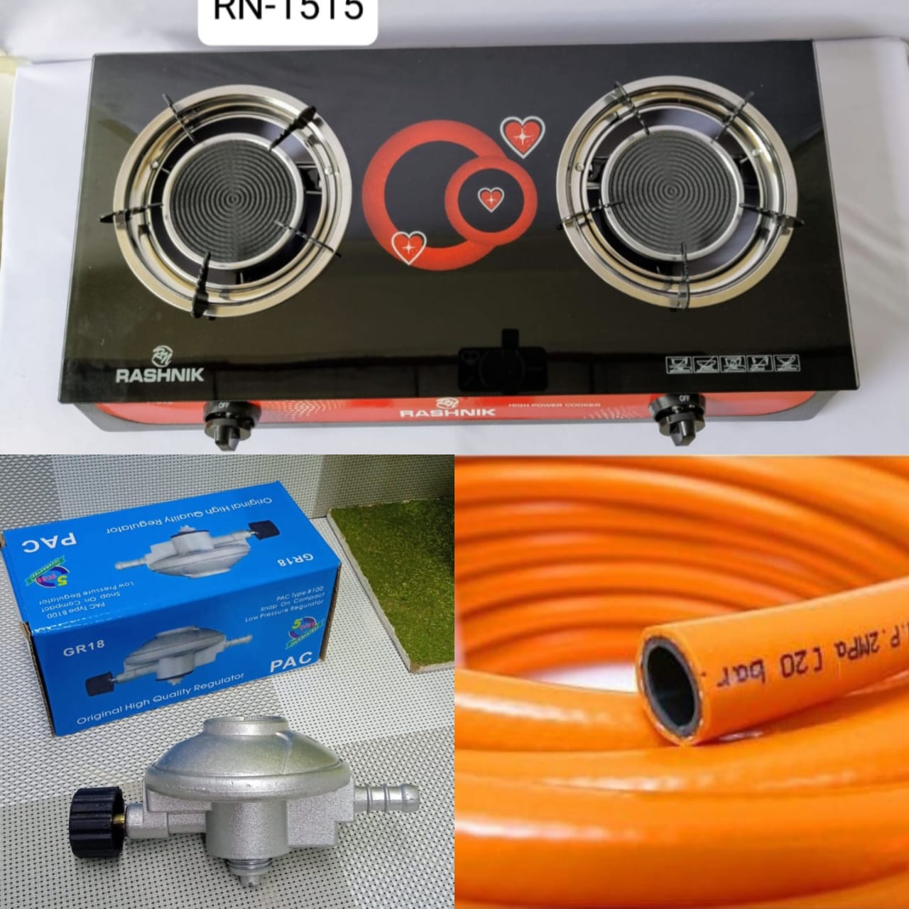 🔥🔥🔥ELAVATE YOUR KITCHEN EXPERIENCE 😇RASHNIK INFRARED 2 BURNER GLASS TOP GAS COOKER -BLACK –RECOMMENDED +6KGS REGULATOR+2 METRES HOSE PIPE.