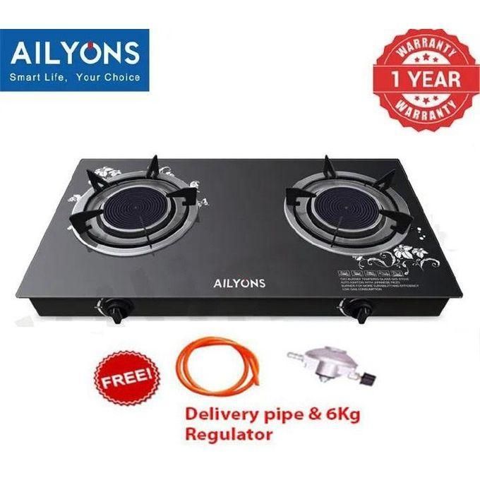 AILYONS Double Burner Glass Tempered - Infrared Gas Cooker (1 YR WRTY)