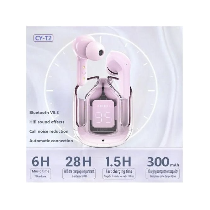 TWS Air31 Bluetooth 5.3 Wireless In Ear Earbuds Headset Digital Display Headphone - Pink