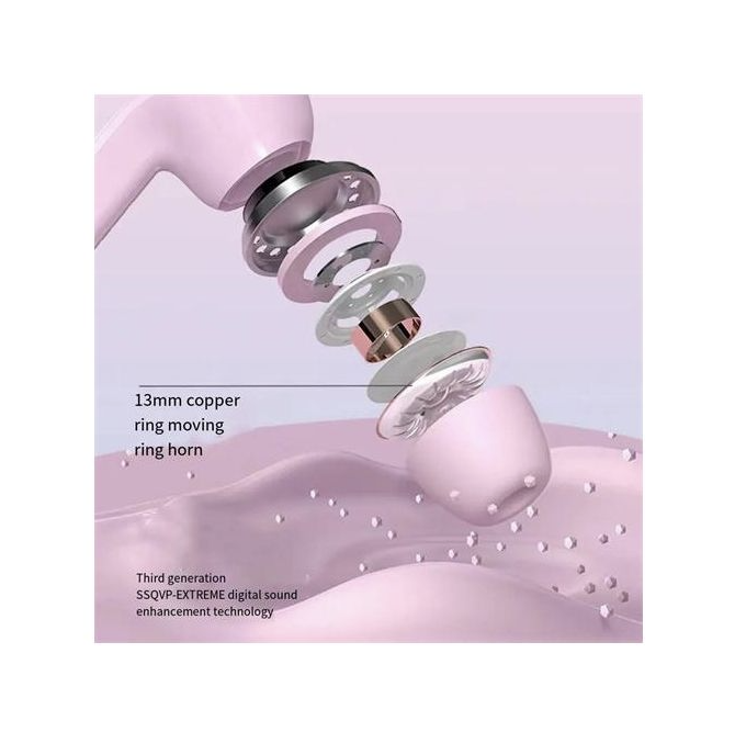 TWS Air31 Bluetooth 5.3 Wireless In Ear Earbuds Headset Digital Display Headphone - Pink