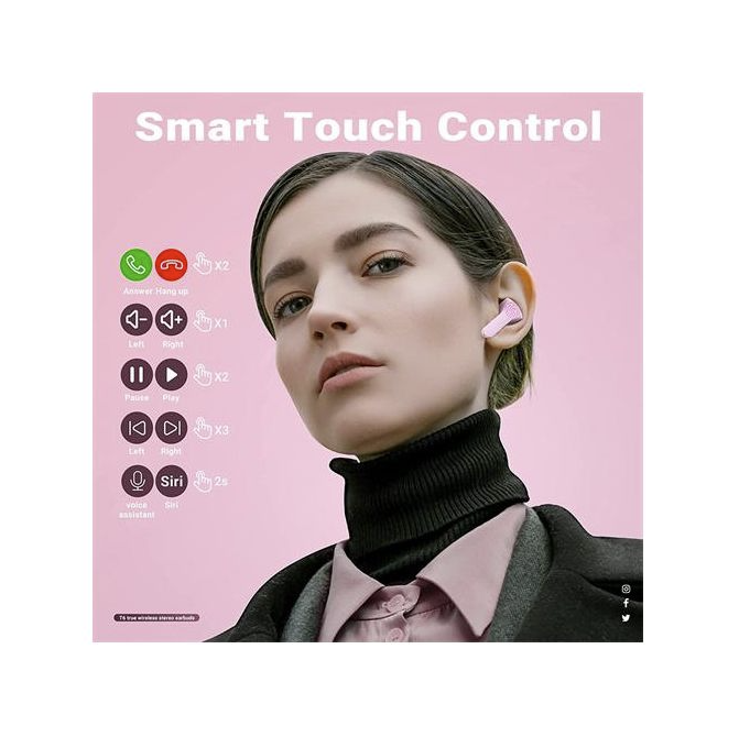 TWS Air31 Bluetooth 5.3 Wireless In Ear Earbuds Headset Digital Display Headphone - Pink