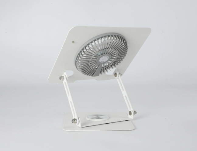 Ergonomic Aluminum Alloy Laptop Stand With Fan Adjustable Laptop Cooling Holder 360 Degree Rotation Base - Silver