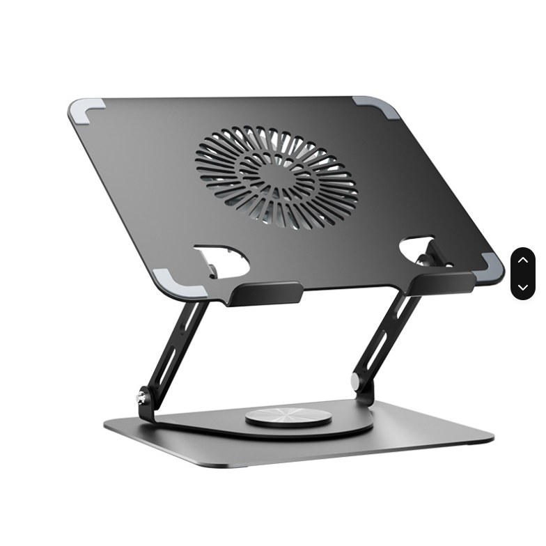 Ergonomic Aluminum Alloy Laptop Stand With Fan Adjustable Laptop Cooling Holder 360 Degree Rotation Base - Silver