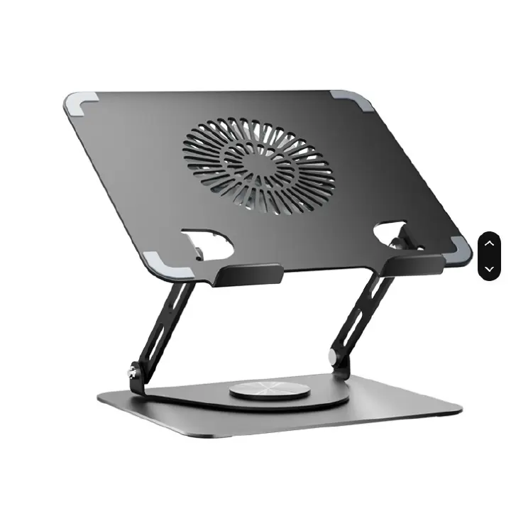 Ergonomic Aluminum Alloy Laptop Stand With Fan Adjustable Laptop Cooling Holder 360 Degree Rotation Base - Silver