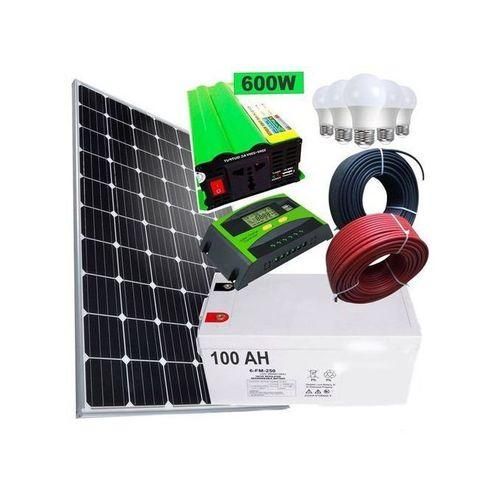 Solar kit  items include solar panel,charger controller,solar battery and powerful power inverter and solar battery  and 5 bulbs
This kit can able to light the all house including security lights, tel