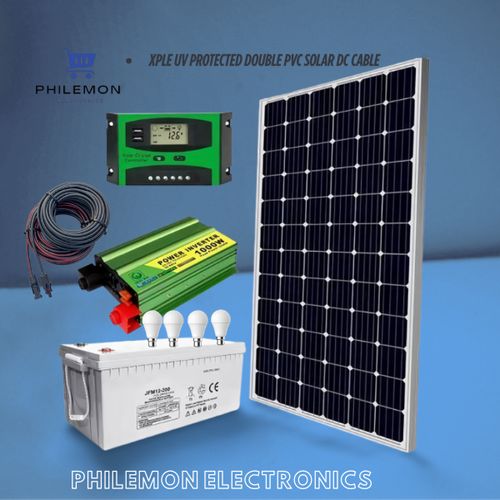300W Solar Panel Full Kit + 200Ah Solar Battery +1000W Solar Inverter +30 Ah Solar Charge Controller + 5 DC Bulb + 10m Cable