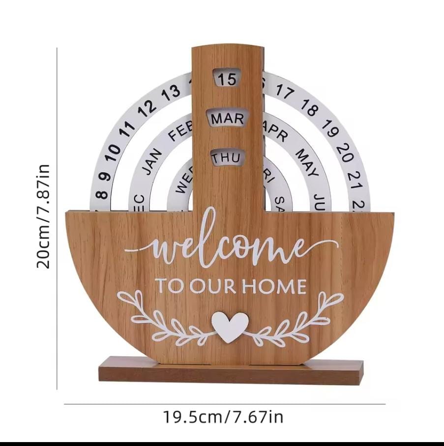 Perpetual Calendar Manual Rotating Desk Calendar Wooden Creative Perpetual Calendar Home Decor Wooden Disc Perpetual Desk Calendar For Home Office Desk Wooden Calendar