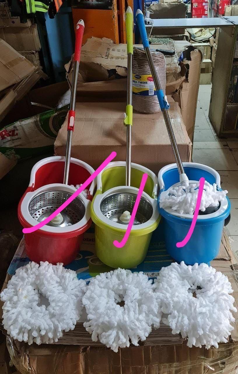 Self-Wringing Mop And Bucket Set, Spin Mop With Stainless Steel Wash Basin, Magic Spin Mop