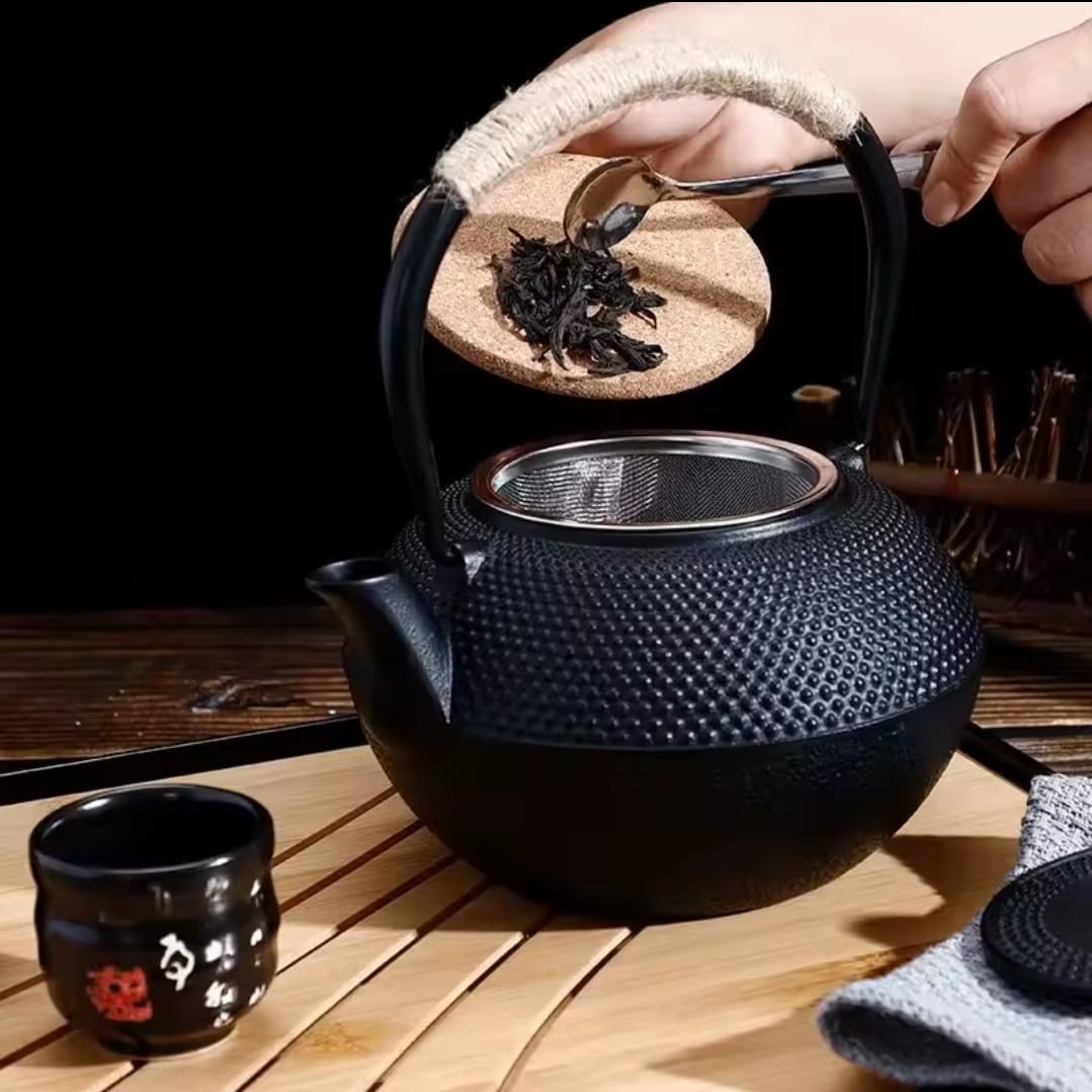 900ml Cast Iron Set Teapot Japanese Tea Tetsubin Pot Kettle Enamel Fu Kung Infusers Metal With Strainer Net Filter