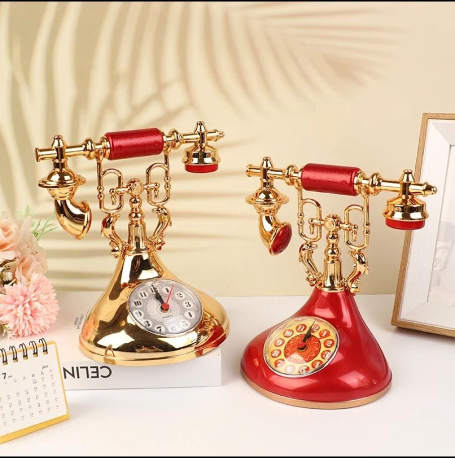 Vintage Style Telephone Clock, Antique Look Rotary Phone Alarm Clock, Retro Telephone Alarm Clock