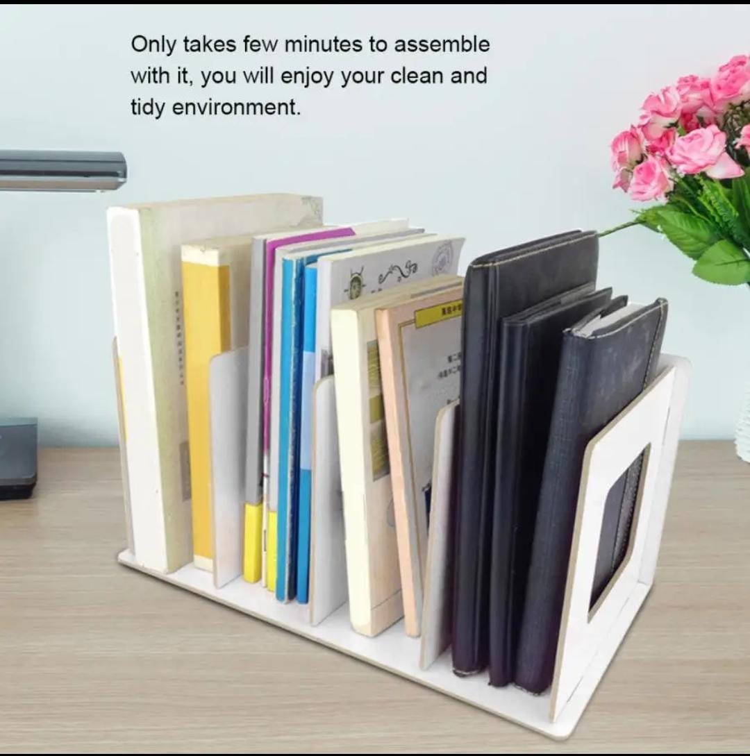 Modern Student Bookshelf 4 Slot Wooden DIY Desk Book Shelf Holder
Wooden craft desk accessories provide a simple storage solution and give your desk a professional look
The wooden book/magAZINE