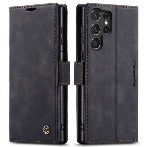 Caseme Wallet Black Retro Leather Flip All-Round Protection Cover Case For Samsung Galaxy S25 Ultra