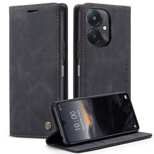 Black Wallet Retro Leather Flip Case For Xiaomi Redmi 13C