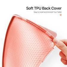 Dux Dusic Domo Series Case for Samsung Galaxy Tab A9 Leather Tri-Fold Flip Cover With Stand Function & Full Protection – Pink Peach