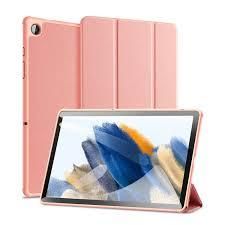 Dux Dusic Domo Series Case for Samsung Galaxy Tab A11 Plus Leather Tri-Fold Flip Cover With Stand Function & Full Protection – Pink Peach