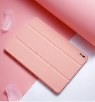 Dux Ducis Domo Series Case for Ipad 7/8/9 10.2 Leather Tri-Fold Flip Cover With Pencil Holder, Stand Function & Full Protection – Pink Peach