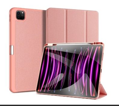 Dux Ducis Domo Series Case for Ipad Pro 11 (2024/2025) Leather Tri-Fold Flip Cover With Stand Function & Full Protection – Pink Peach