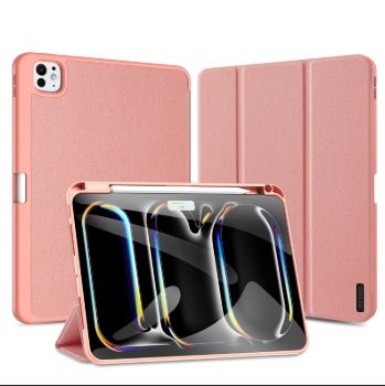 Dux Ducis Domo Series Case for Ipad Pro 11 (2024/2025) Leather Tri-Fold Flip Cover With Stand Function & Full Protection – Pink Peach