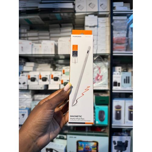 Porodo Smart Stylus Pen for Apple iPad (2018-2025), Magnetic Pencil with Palm Rejection and Tilt Sensitivity for Precision Drawing, Writing, and Note-Taking on iPad Pro/Air/Mini - White
