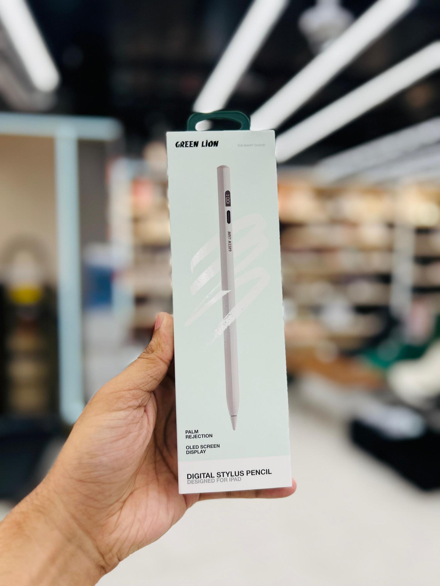 Green Lion Digital Stylus Pencil with palm rejection and oled screen display for IPAD- White