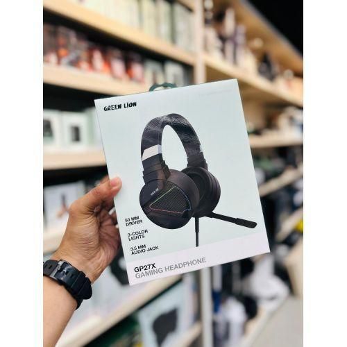 Green Lion GP27X PS5/PS4 XBOX Gaming Headphone, Built-in Omni-Directional Noise Cancelling Microphone, 2.1m Cable Length, 360" Free Bending, 50mm Speakers, RGB