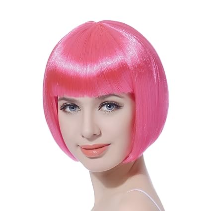 Short Bob Wig with bangs Cosplay Synthetic Hair for White Black Women Short Bob Cosplay Flapper Wig-Straight Synthetic Women's Natural Looking Halloween Party Christmas Bangs Costume Wigs