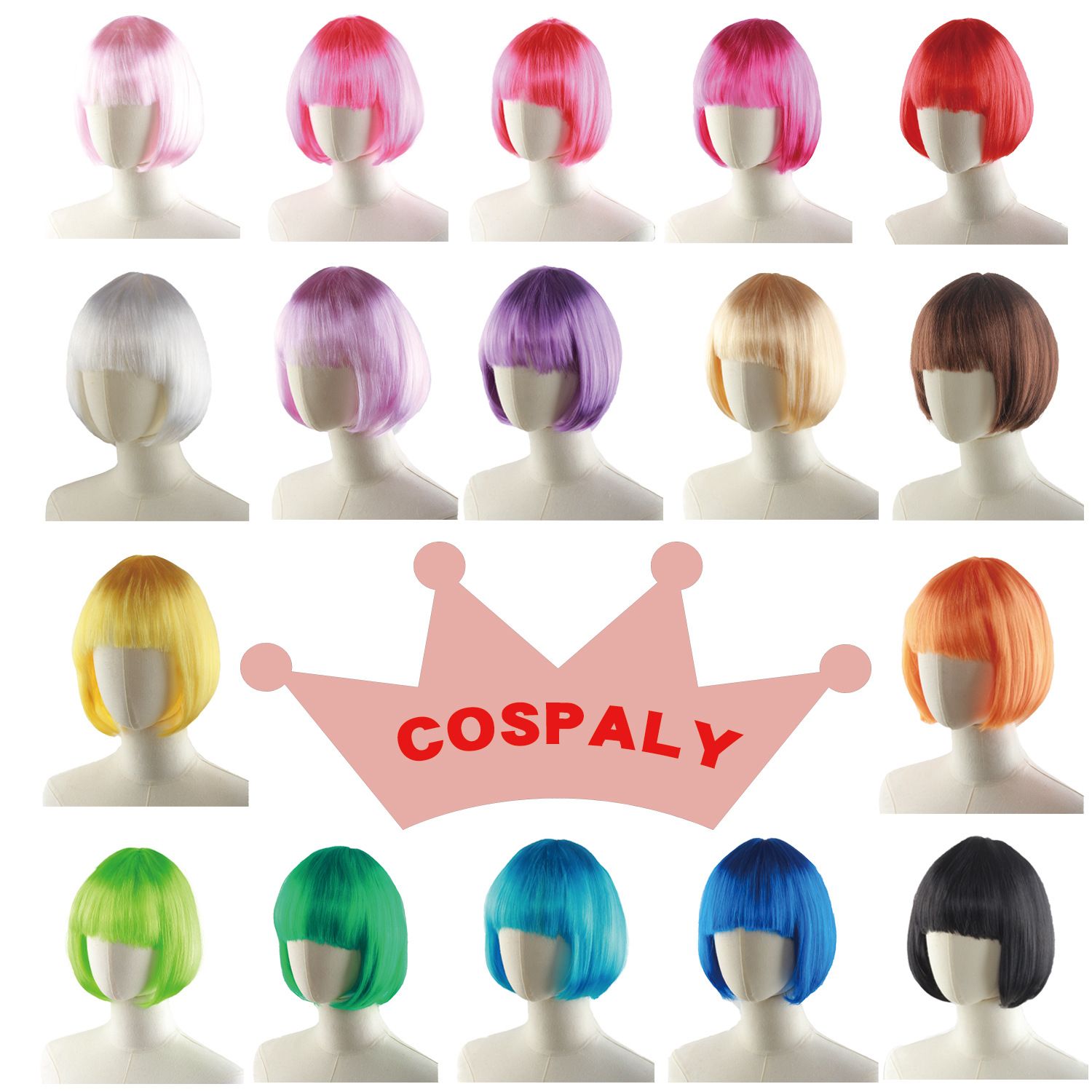 Short Bob Wig with bangs Cosplay Synthetic Hair for White Black Women Short Bob Cosplay Flapper Wig-Straight Synthetic Women's Natural Looking Halloween Party Christmas Bangs Costume Wigs