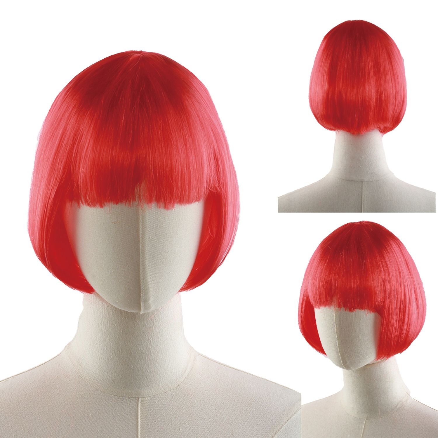 Short Bob Wig with bangs Cosplay Synthetic Hair for White Black Women Short Bob Cosplay Flapper Wig-Straight Synthetic Women's Natural Looking Halloween Party Christmas Bangs Costume Wigs