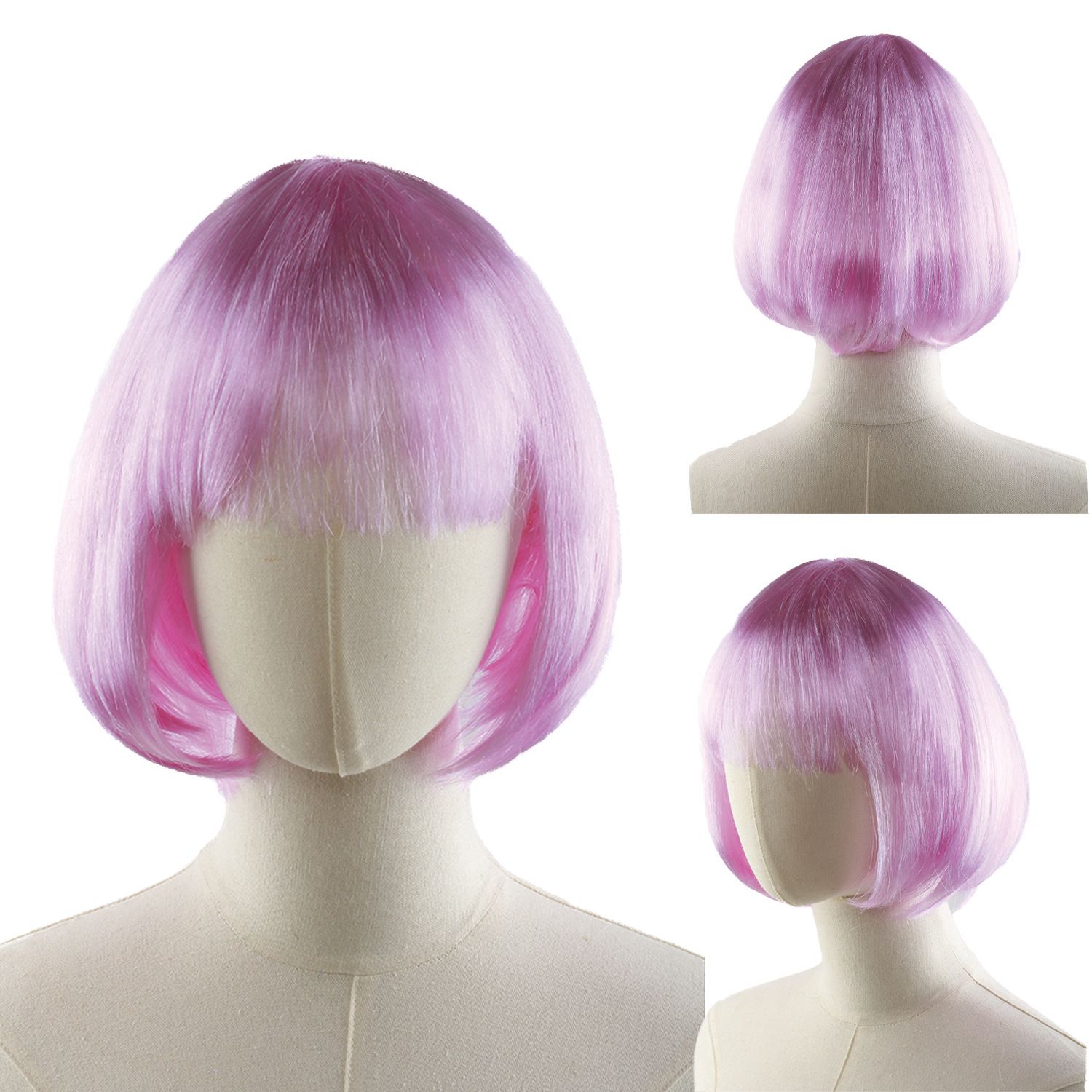 Short Bob Wig with bangs Cosplay Synthetic Hair for White Black Women Short Bob Cosplay Flapper Wig-Straight Synthetic Women's Natural Looking Halloween Party Christmas Bangs Costume Wigs