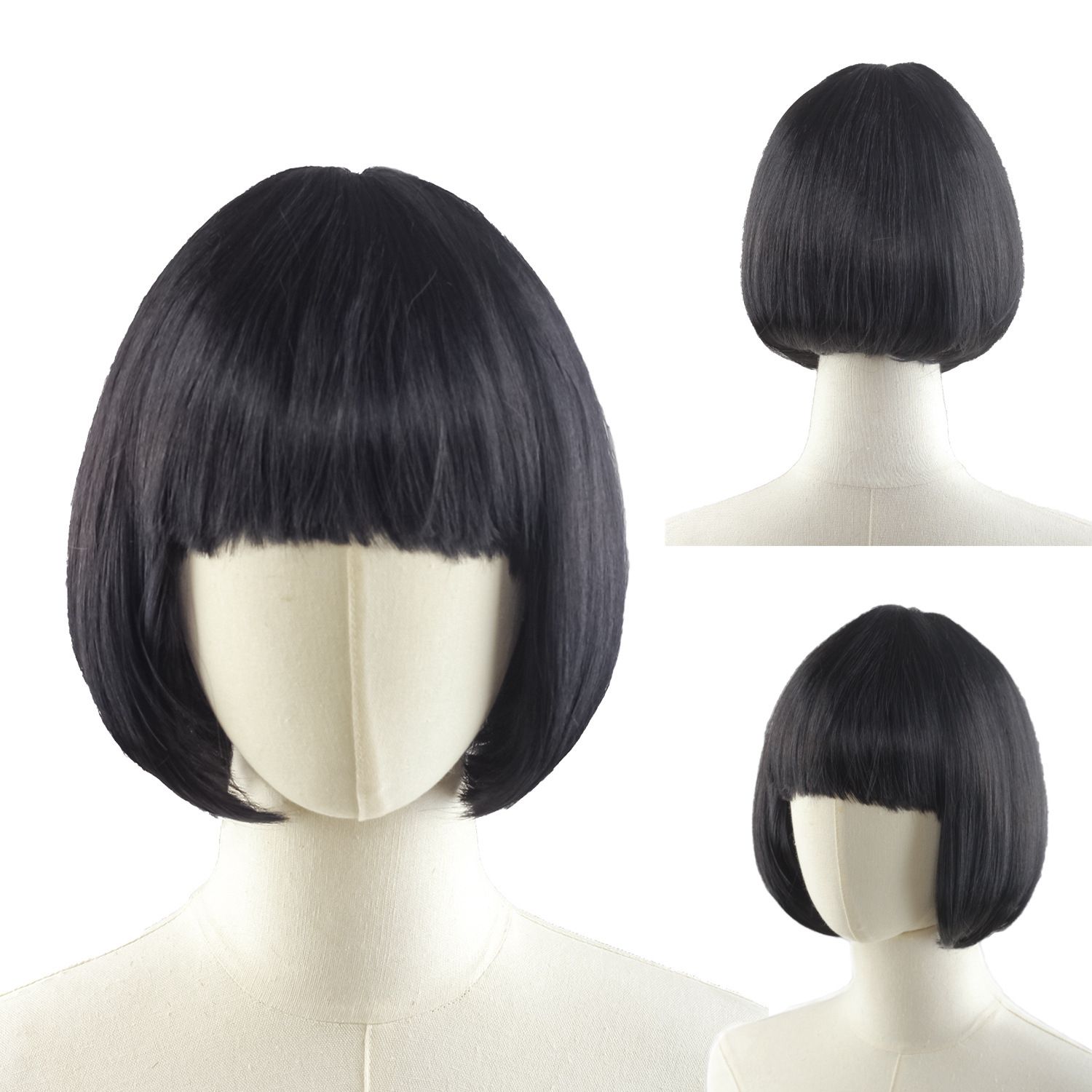 Short Bob Wig with bangs Cosplay Synthetic Hair for White Black Women Short Bob Cosplay Flapper Wig-Straight Synthetic Women's Natural Looking Halloween Party Christmas Bangs Costume Wigs