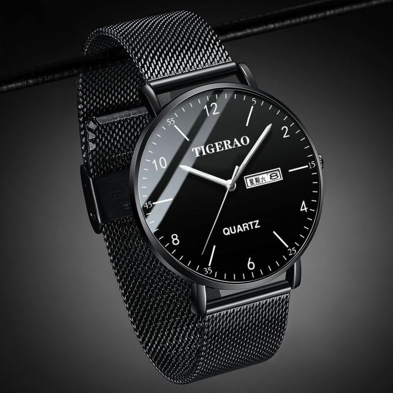 TIGERAO Mens Gold Watches Analog Quartz Business Dress Watch Day Date Waterproof Stainless Steel Lightweight Classic Luxury Luminous Waterproof Casual Male Wrist Watch with Date Classic Luxury Dress