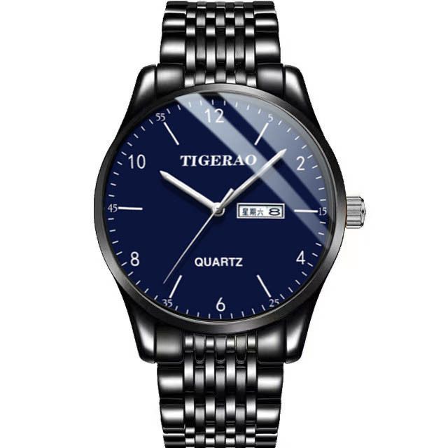 TIGERAO Mens Gold Watches Analog Quartz Business Dress Watch Day Date Waterproof Stainless Steel Lightweight Classic Luxury Luminous Waterproof Casual Male Wrist Watch with Date Classic Luxury Dress