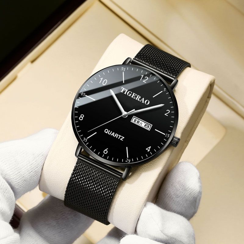 TIGERAO Mens Gold Watches Analog Quartz Business Dress Watch Day Date Waterproof Stainless Steel Lightweight Classic Luxury Luminous Waterproof Casual Male Wrist Watch with Date Classic Luxury Dress