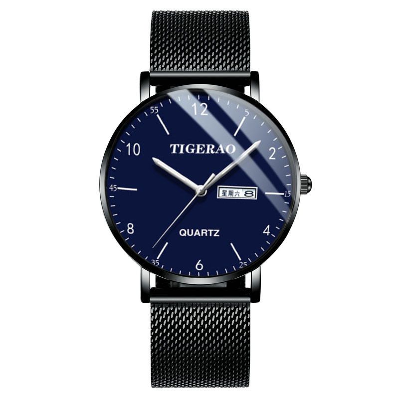 TIGERAO Mens Gold Watches Analog Quartz Business Dress Watch Day Date Waterproof Stainless Steel Lightweight Classic Luxury Luminous Waterproof Casual Male Wrist Watch with Date Classic Luxury Dress