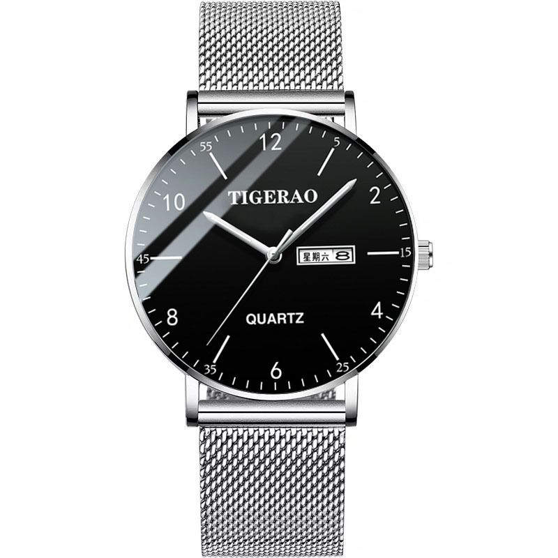 TIGERAO Mens Gold Watches Analog Quartz Business Dress Watch Day Date Waterproof Stainless Steel Lightweight Classic Luxury Luminous Waterproof Casual Male Wrist Watch with Date Classic Luxury Dress