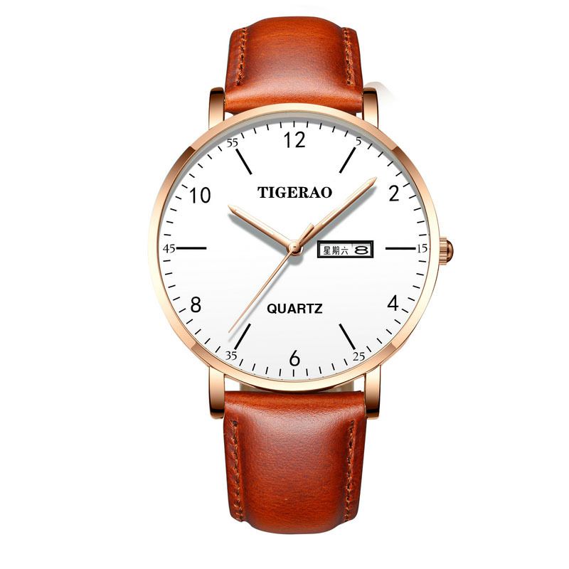 TIGERAO Mens Gold Watches Analog Quartz Business Dress Watch Day Date Waterproof Stainless Steel Lightweight Classic Luxury Luminous Waterproof Casual Male Wrist Watch with Date Classic Luxury Dress