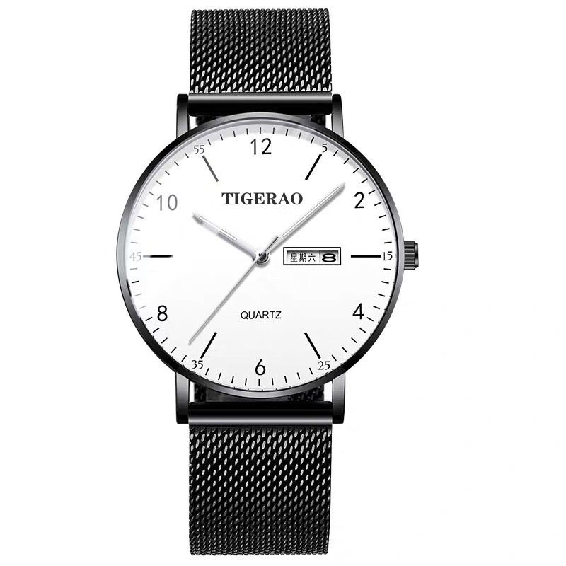 TIGERAO Mens Gold Watches Analog Quartz Business Dress Watch Day Date Waterproof Stainless Steel Lightweight Classic Luxury Luminous Waterproof Casual Male Wrist Watch with Date Classic Luxury Dress