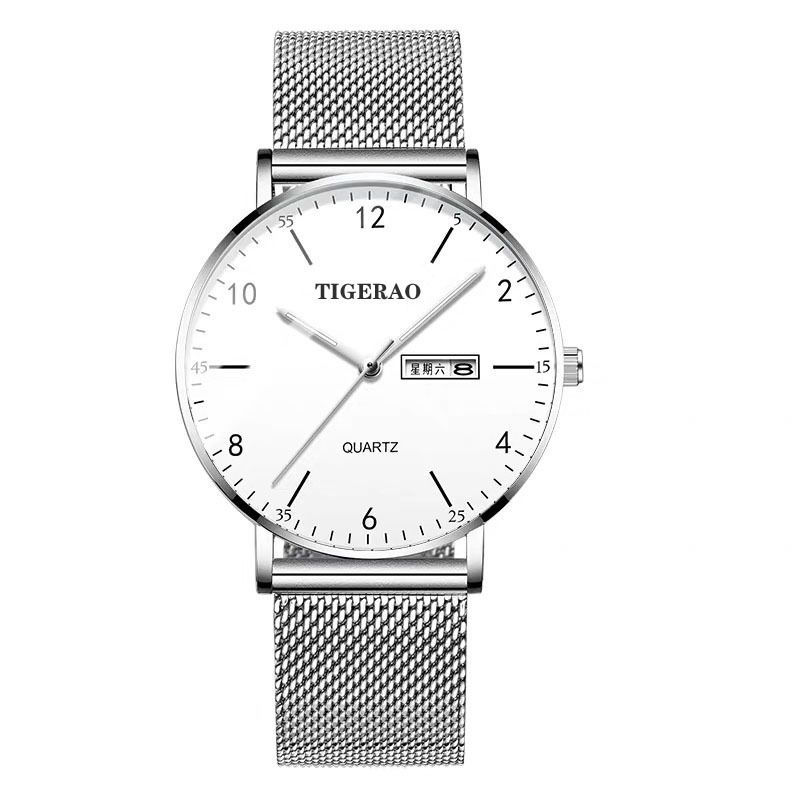 TIGERAO Mens Gold Watches Analog Quartz Business Dress Watch Day Date Waterproof Stainless Steel Lightweight Classic Luxury Luminous Waterproof Casual Male Wrist Watch with Date Classic Luxury Dress