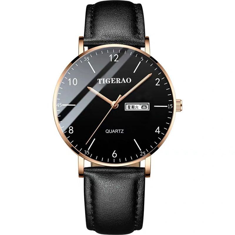 TIGERAO Mens Gold Watches Analog Quartz Business Dress Watch Day Date Waterproof Stainless Steel Lightweight Classic Luxury Luminous Waterproof Casual Male Wrist Watch with Date Classic Luxury Dress