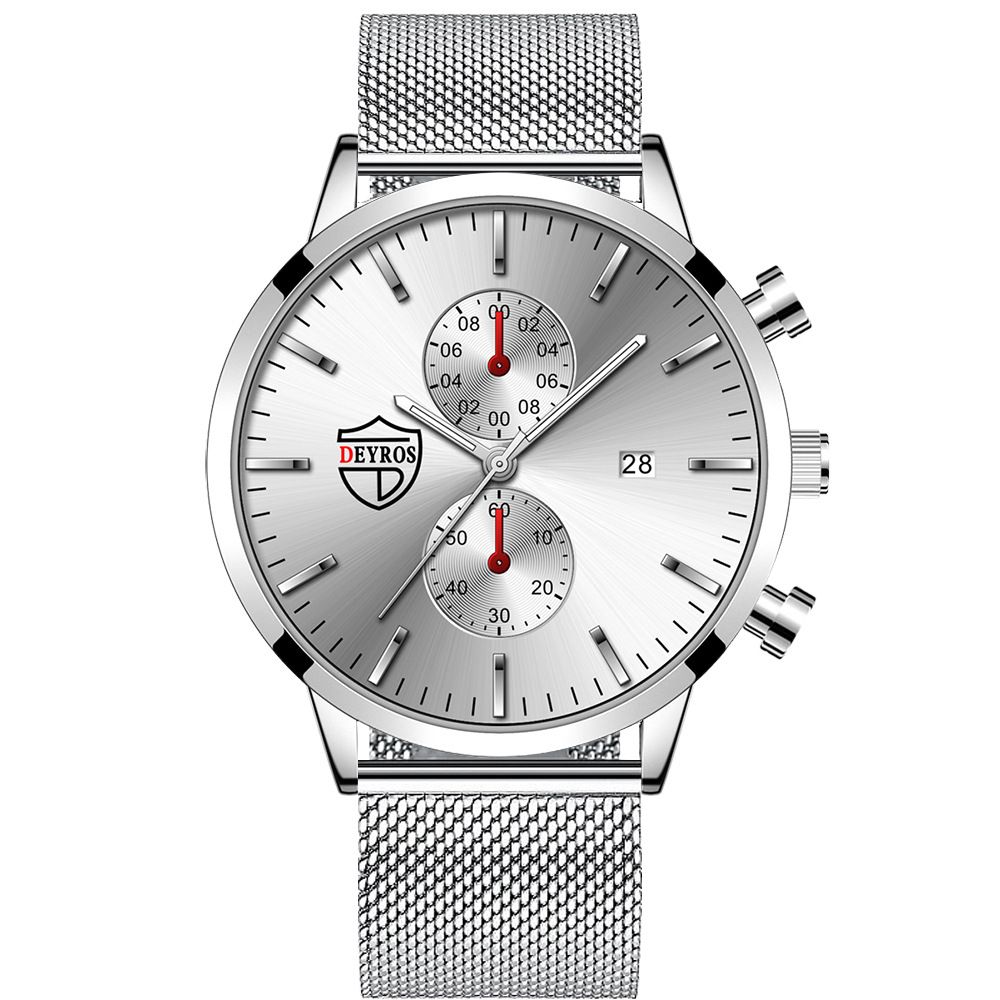 DEYROS Fashion Business Mens Watches with Stainless Steel Chronograph Quartz Watch for Men, Auto Date Mens Watch Fashion Sleek Minimalist Quartz Analog Mesh