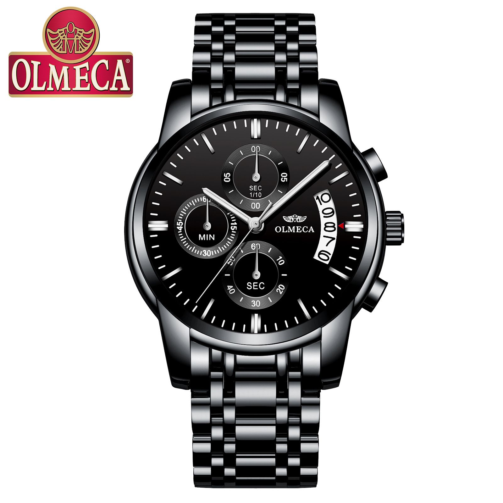 DREAMING Q&P Men's Watches Luxury Fashion Casual Dress Chronograph Waterproof Military Quartz Wristwatches for Men Stainless Steel Band Gold Black
